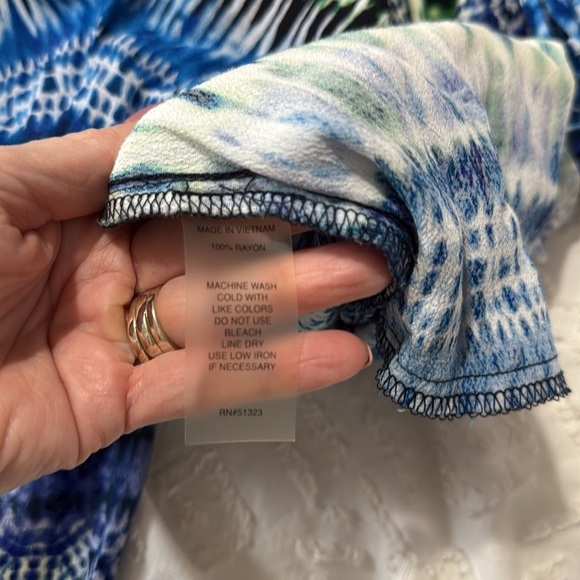 CHAUS Women's Palazzo Pants Blue Multi Pockets Wide Leg Elastic Waist Medium - Picture 4 of 6